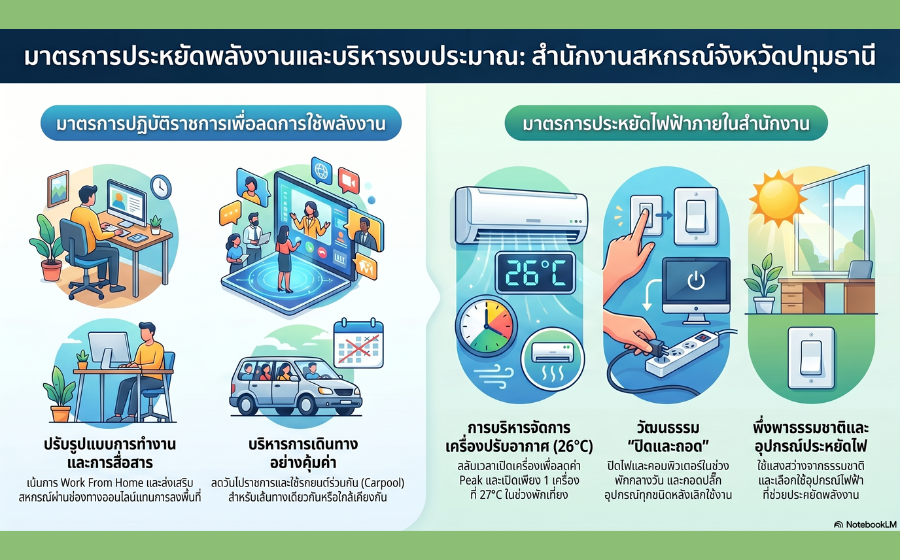 มาตรการประหยัดพลังงานและบริหารงบประมาณ : สำนักงานสหกรณ์จังหวัดปทุมธานี